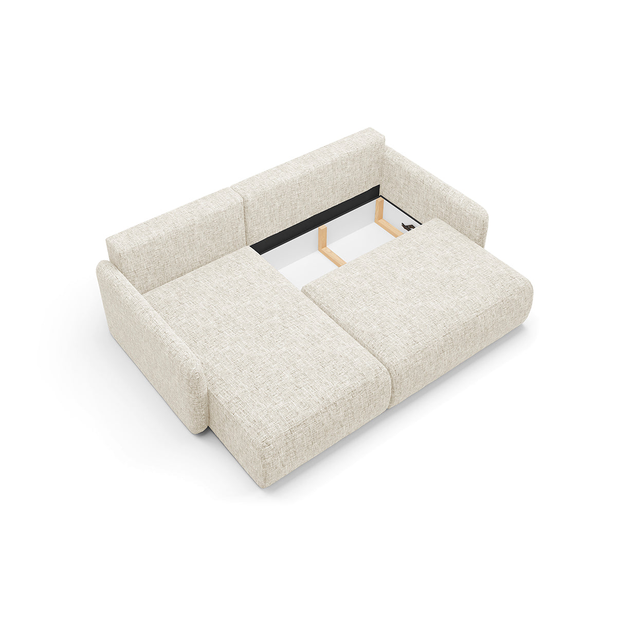 Canapé d'angle réversible et convertible 3 places avec coffre Lazare Blanc cassé - vue 3