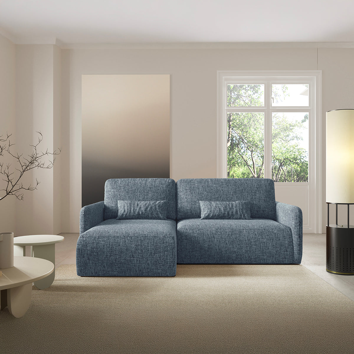 Canapé d'angle réversible et convertible 3 places avec coffre Lazare Bleu - vue 5