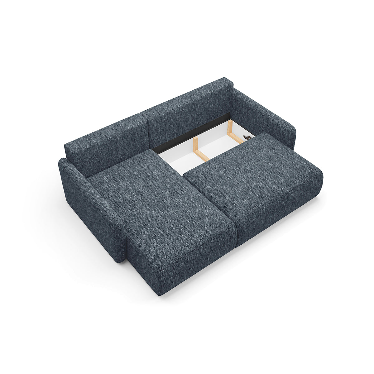 Canapé d'angle réversible et convertible 3 places avec coffre Lazare Bleu - vue 3