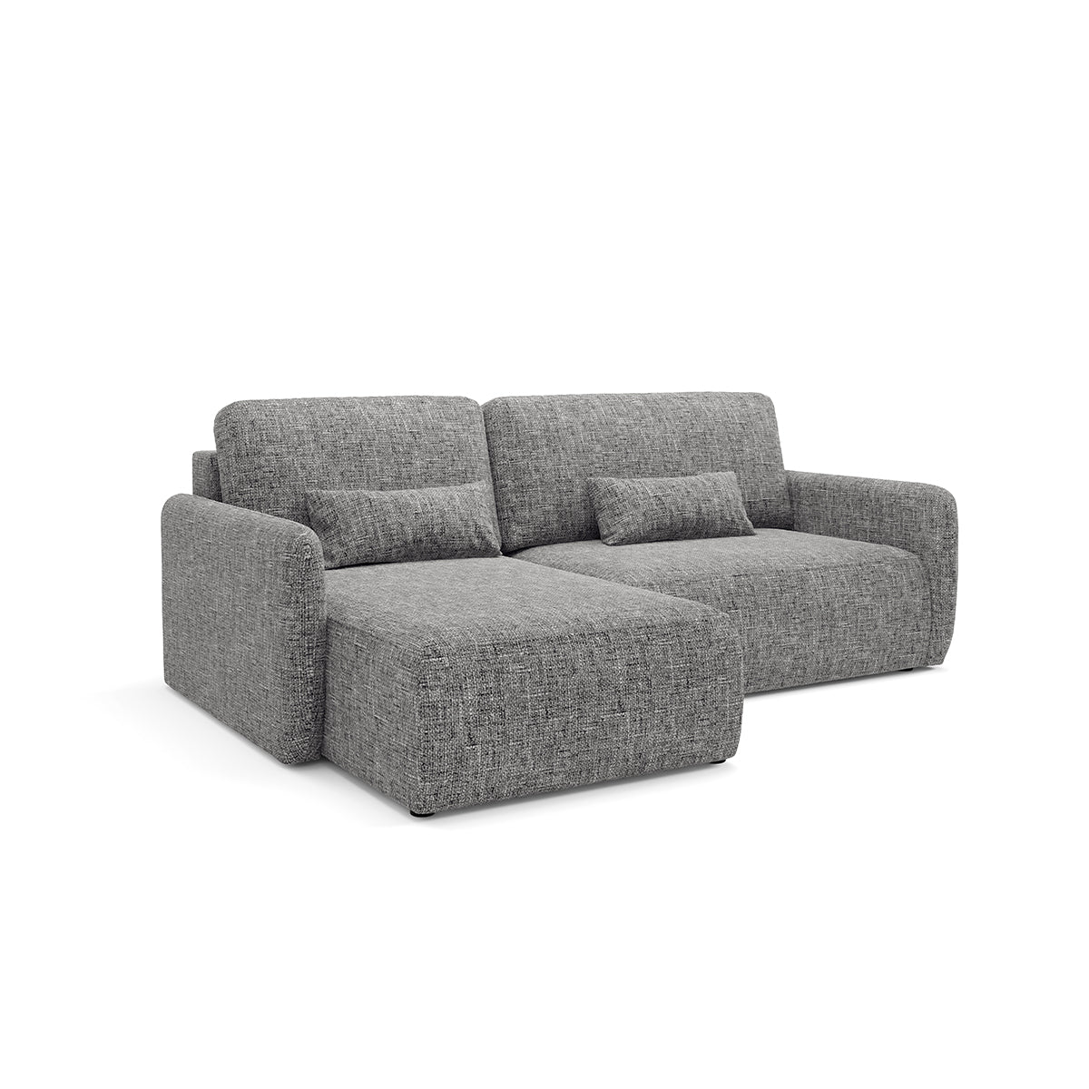 Canapé d'angle réversible et convertible 3 places avec coffre Lazare Gris