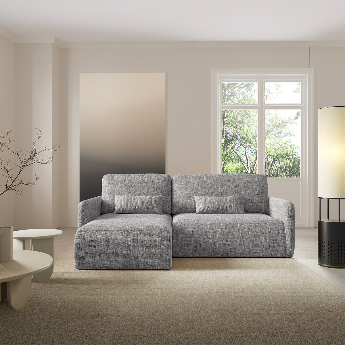 Canapé d'angle réversible et convertible 3 places avec coffre Lazare Gris - vue 5