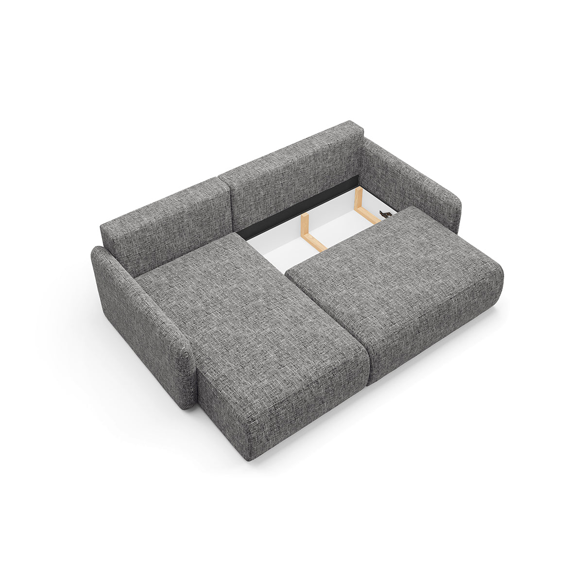 Canapé d'angle réversible et convertible 3 places avec coffre Lazare Gris - vue 3
