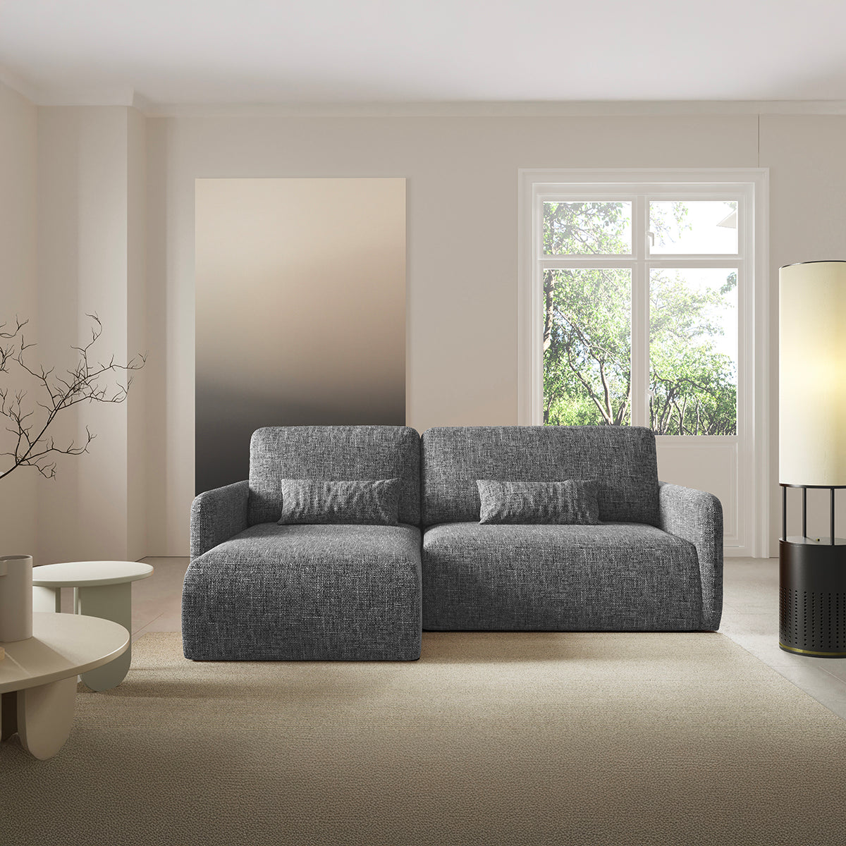 Canapé d'angle réversible et convertible 3 places avec coffre Lazare Gris foncé - vue 5