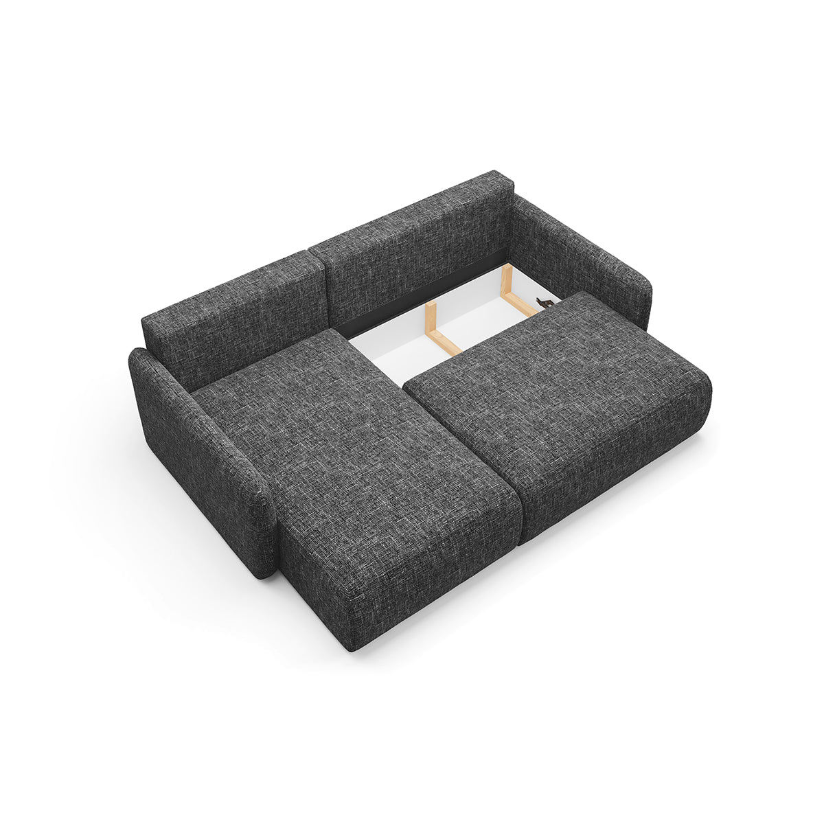 Canapé d'angle réversible et convertible 3 places avec coffre Lazare Gris foncé - vue 3