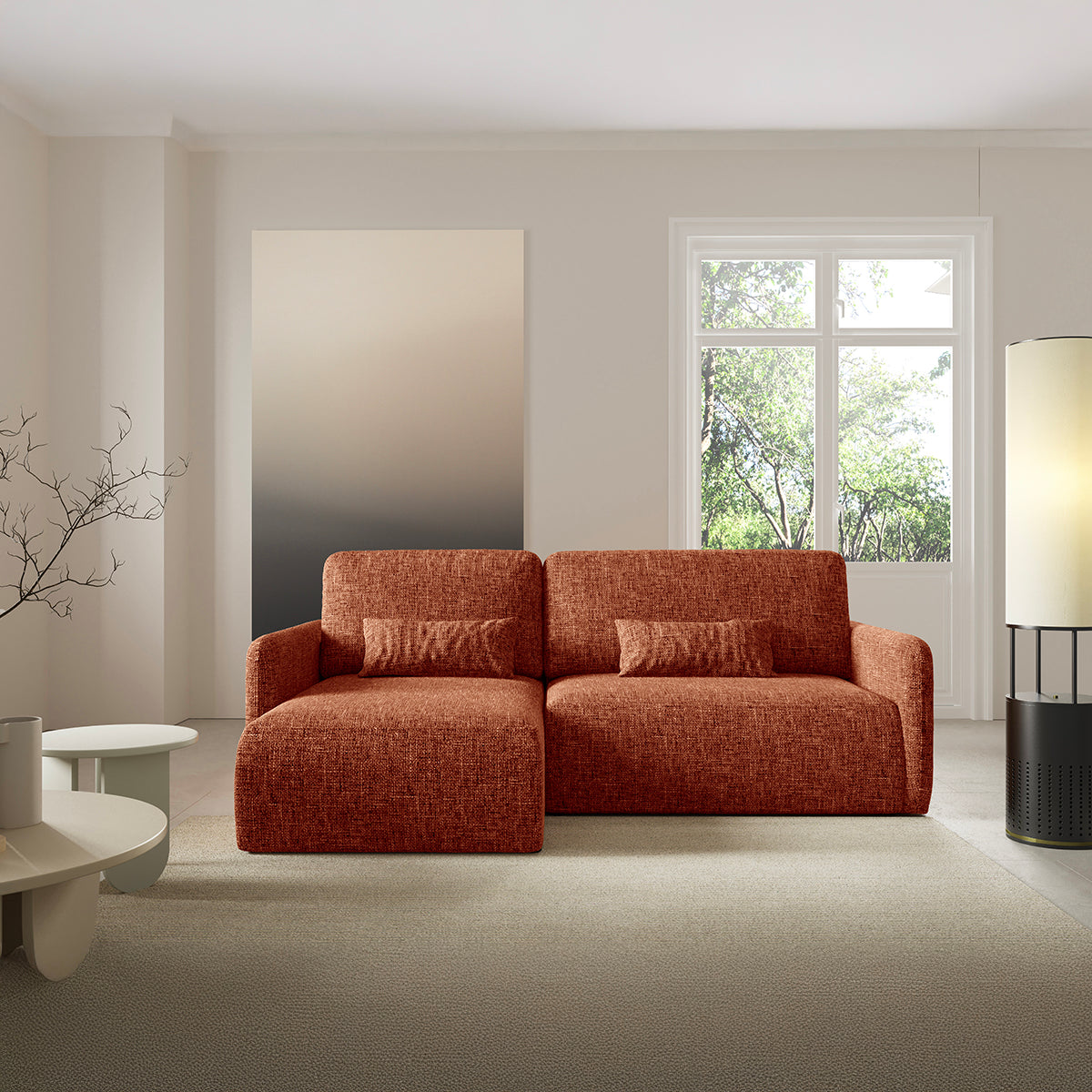 Canapé d'angle réversible et convertible 3 places avec coffre Lazare Terracotta - vue 4