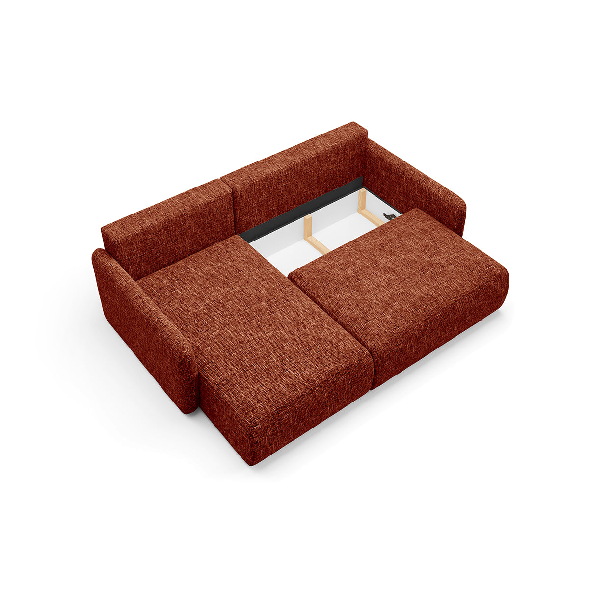 Canapé d'angle réversible et convertible 3 places avec coffre Lazare Terracotta - vue 2