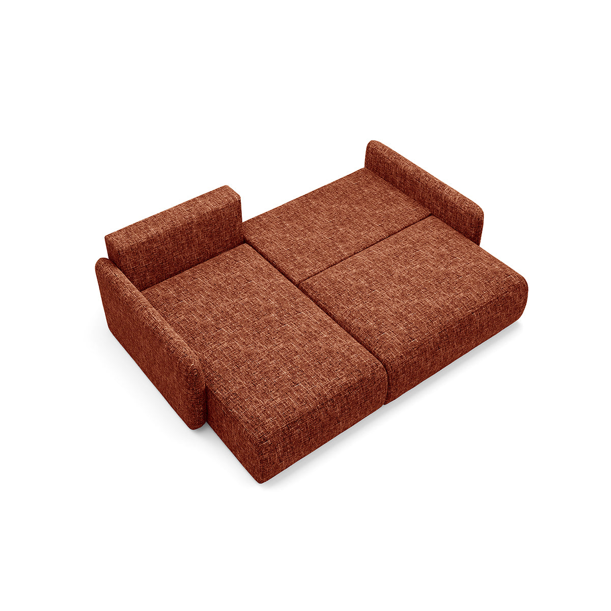 Canapé d'angle réversible et convertible 3 places avec coffre Lazare Terracotta - vue 3