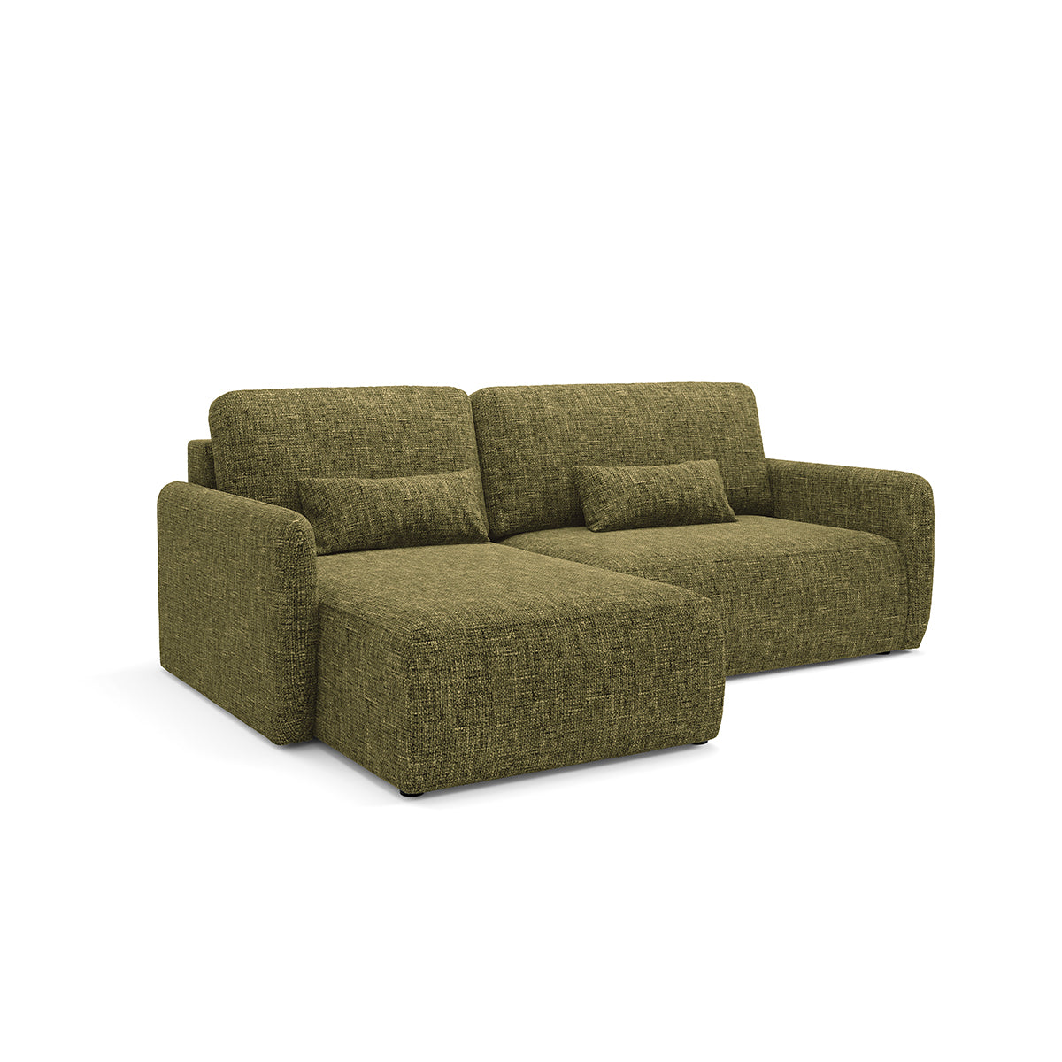 Canapé d'angle réversible et convertible 3 places avec coffre Lazare Vert
