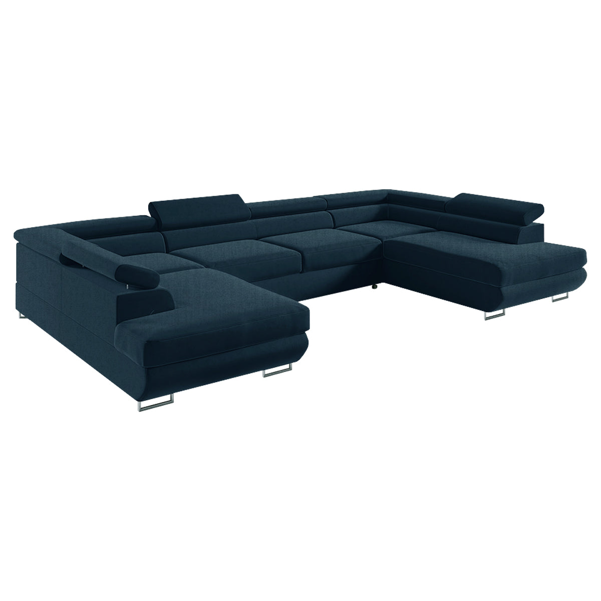 Canapé en U 5 places convertible avec coffre Lyam Bleu