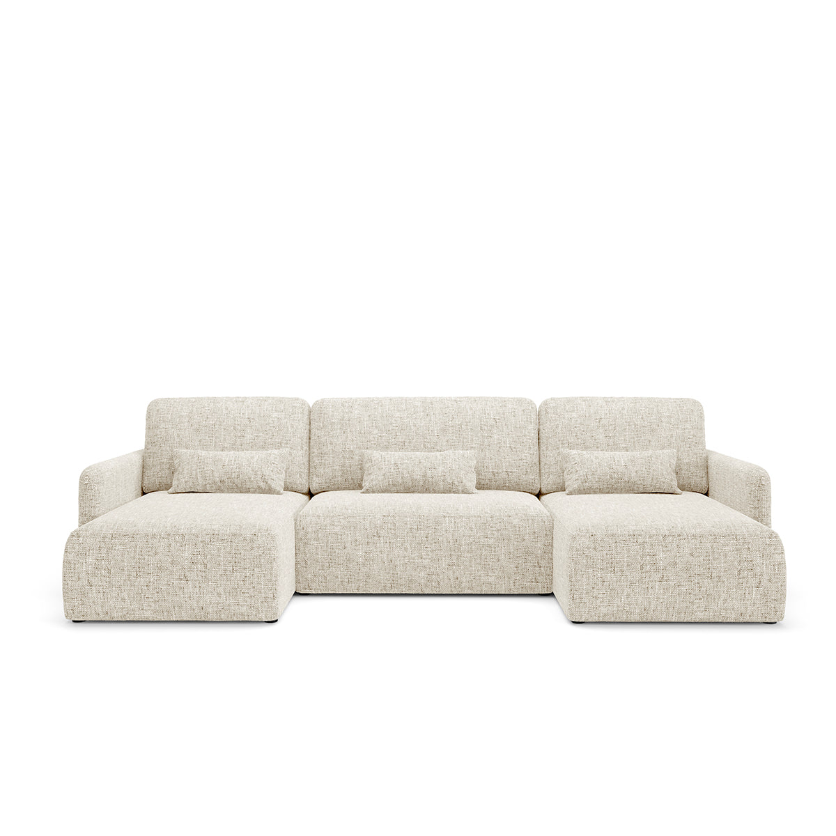 Canapé U convertible 4 places avec coffre Lazare Blanc cassé - vue 2