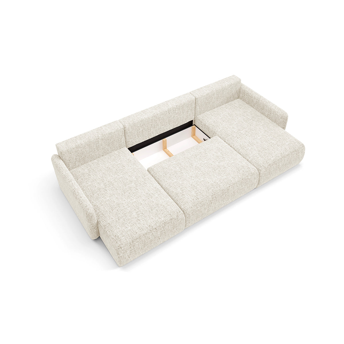 Canapé U convertible 4 places avec coffre Lazare Blanc cassé - vue 3