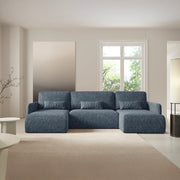 Canapé U convertible 4 places avec coffre Lazare Bleu - vue 5