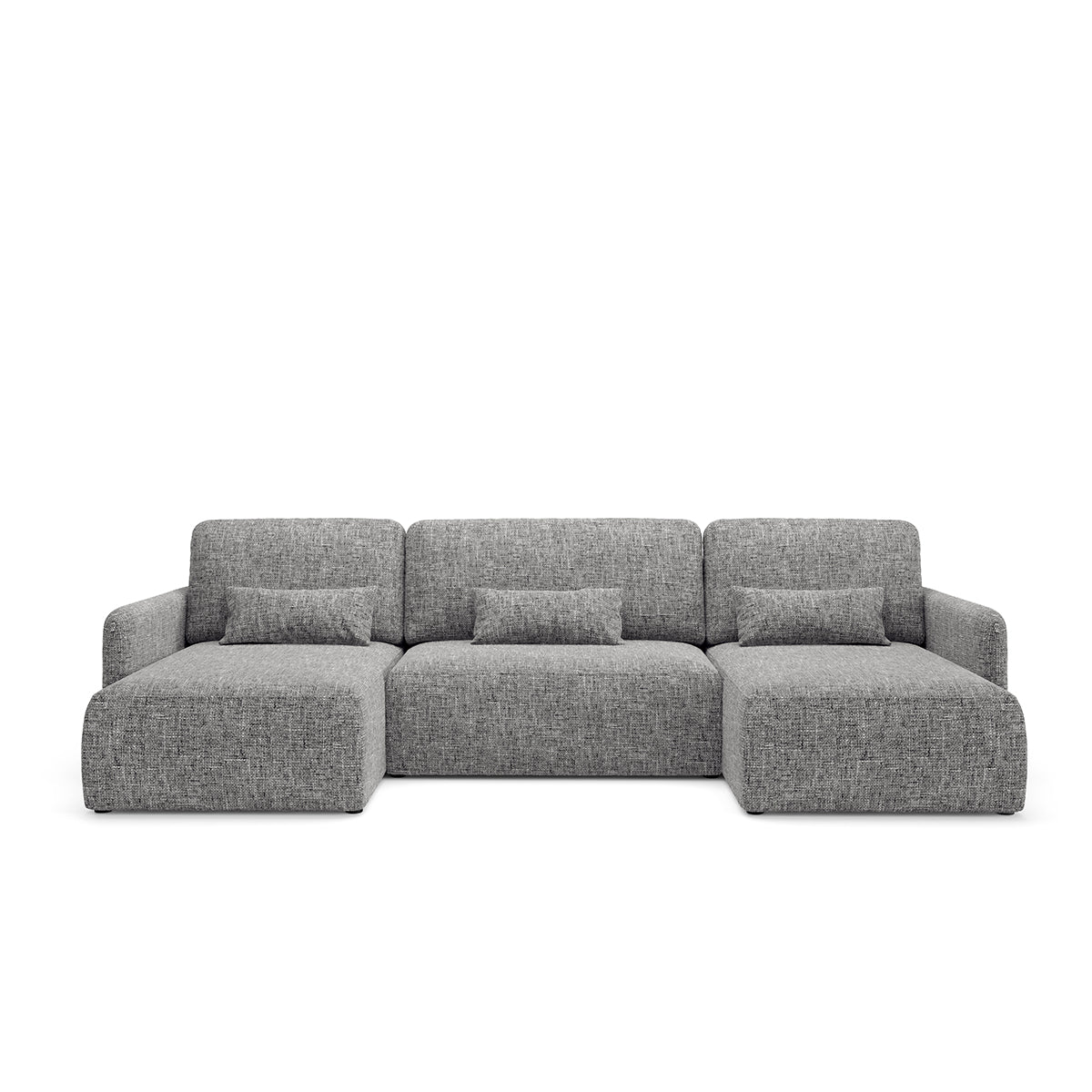 Canapé U convertible 4 places avec coffre Lazare Gris - vue 2