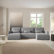 Canapé U convertible 4 places avec coffre Lazare Gris - vue 5