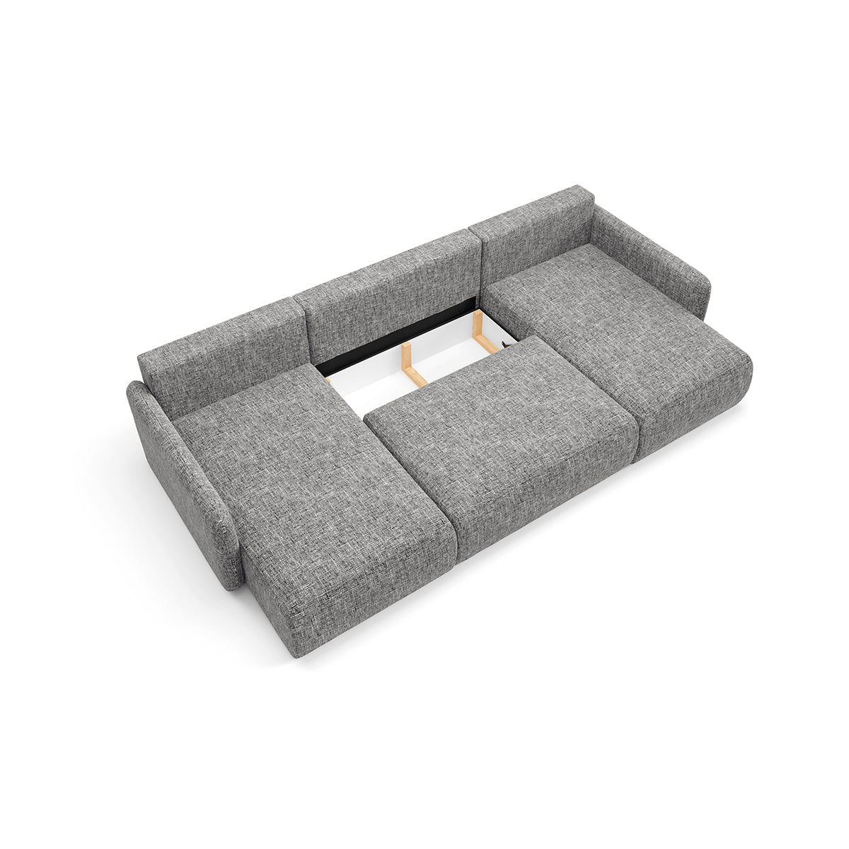 Canapé U convertible 4 places avec coffre Lazare Gris - vue 3