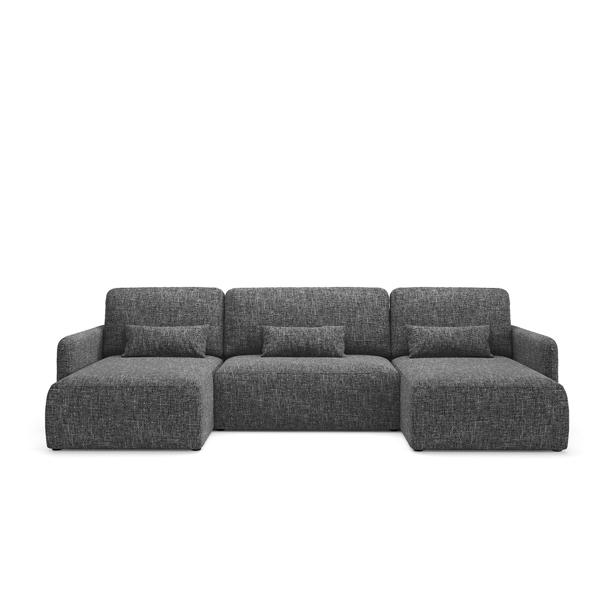 Canapé U convertible 4 places avec coffre Lazare Gris foncé - vue 2