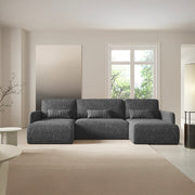 Canapé U convertible 4 places avec coffre Lazare Gris foncé - vue 5