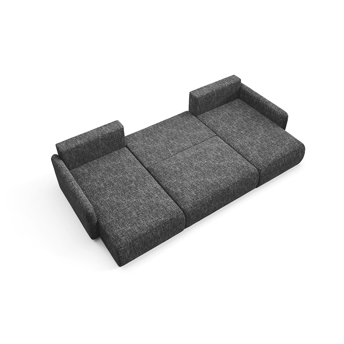 Canapé U convertible 4 places avec coffre Lazare Gris foncé - vue 4