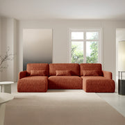 Canapé U convertible 4 places avec coffre Lazare Terracotta - vue 5