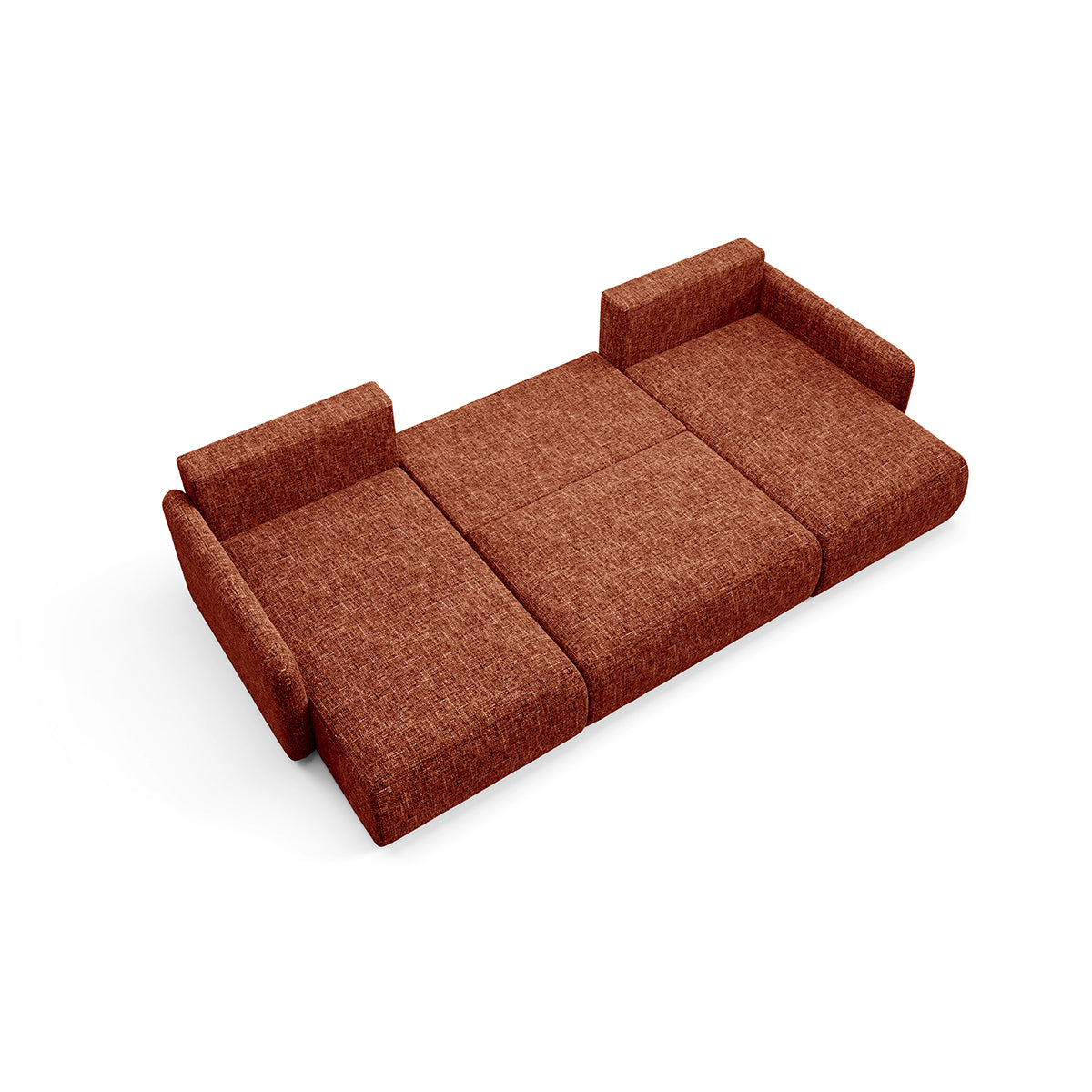 Canapé U convertible 4 places avec coffre Lazare Terracotta - vue 4