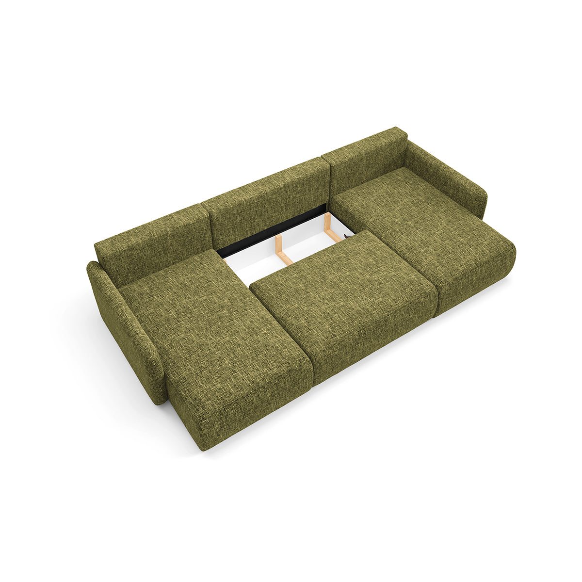 Canapé U convertible 4 places avec coffre Lazare Vert - vue 3
