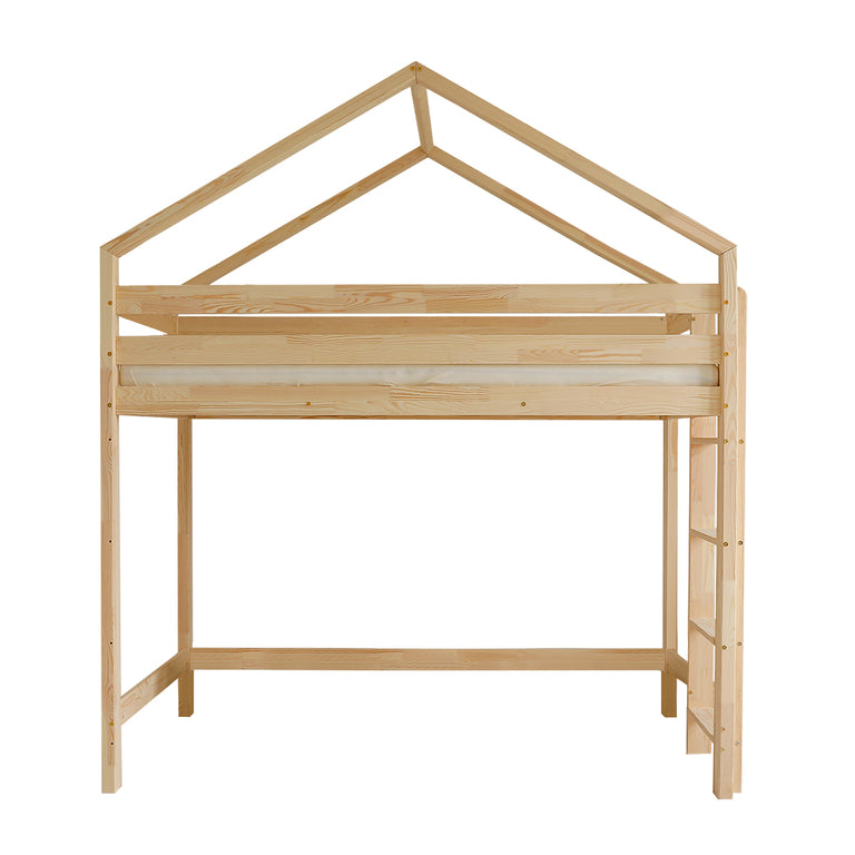 Lit cabane mi-hauteur 90x190 sommier inclus Candice Bois - vue 2