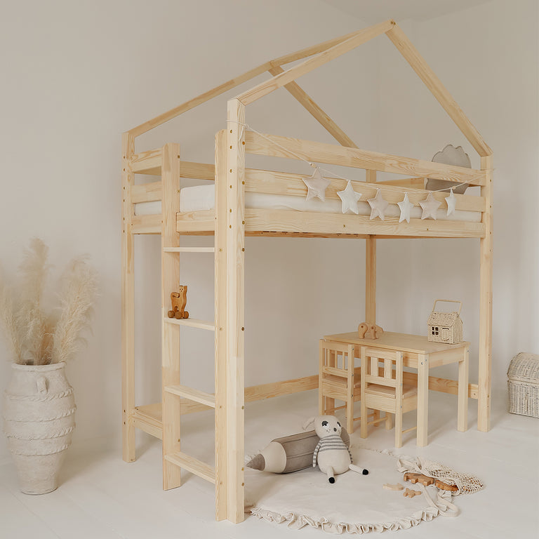 Lit cabane mi-hauteur 90x200 sommier inclus Candice Bois - vue 3