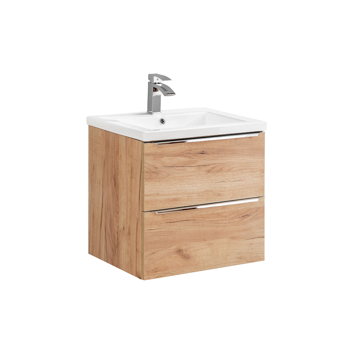 Ensemble meuble simple vasque encastrée 60cm et colonne April Bois - vue 2