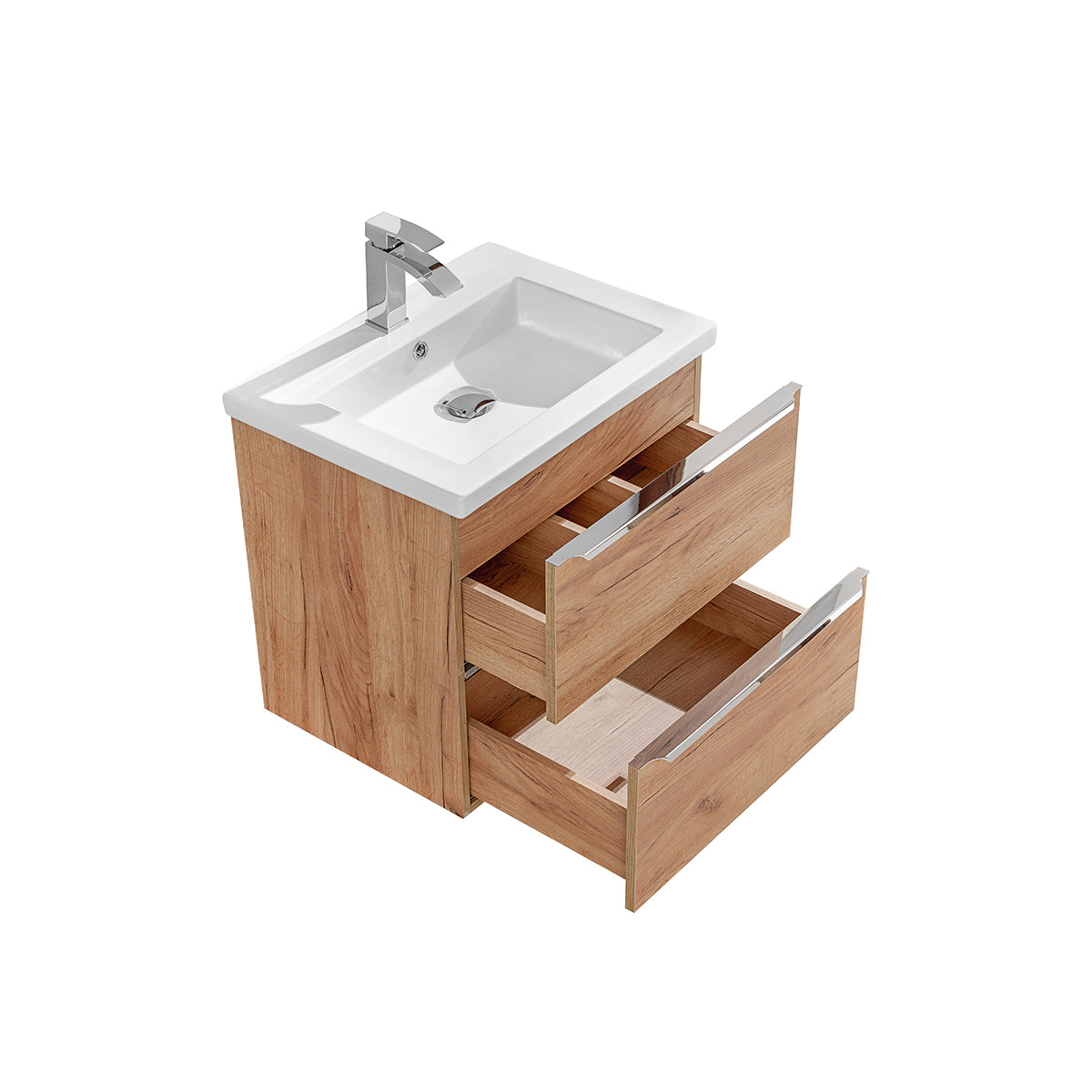 Ensemble meuble simple vasque encastrée 60cm et colonne April Bois - vue 3