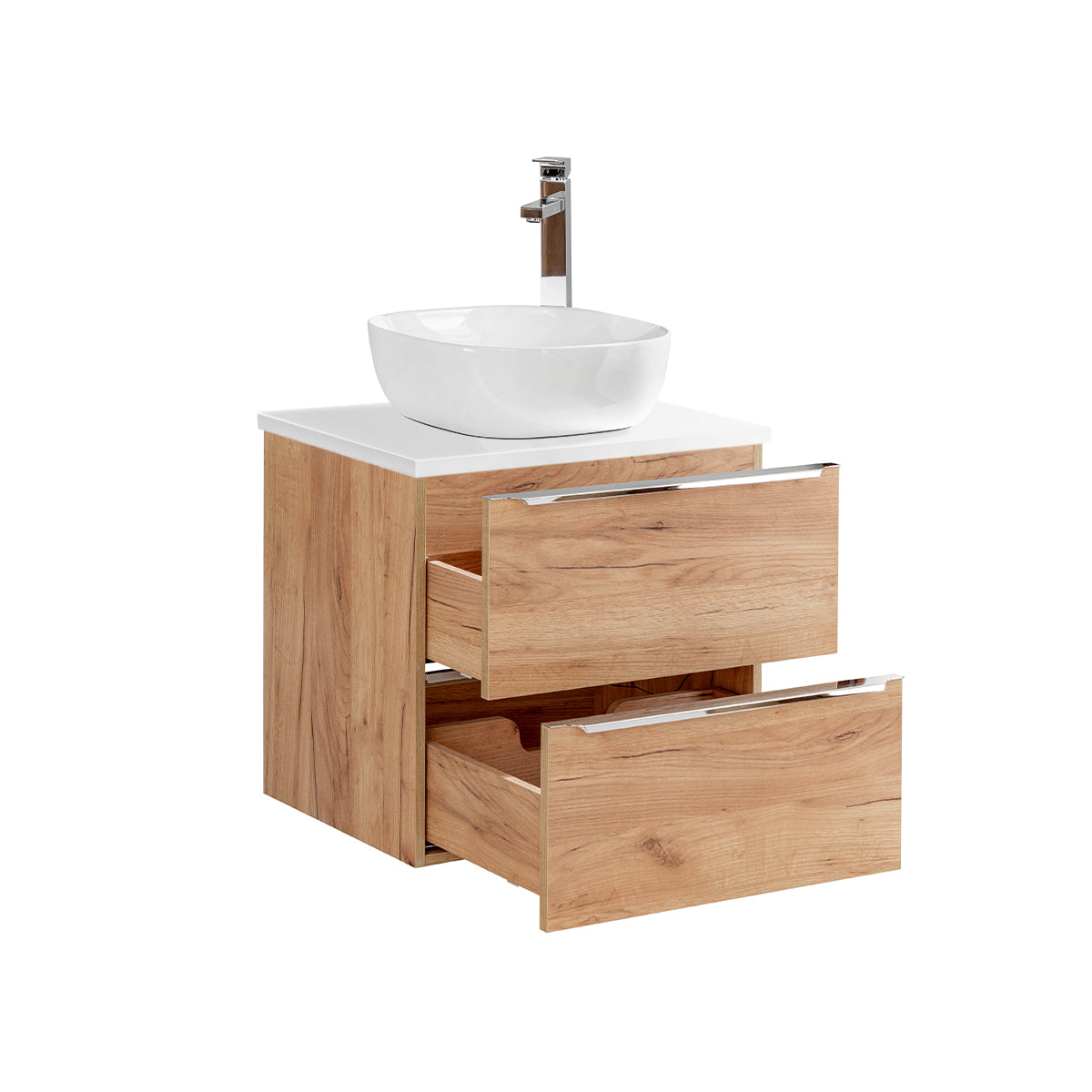 Meuble simple vasque 60cm April Bois et Blanc - vue 2