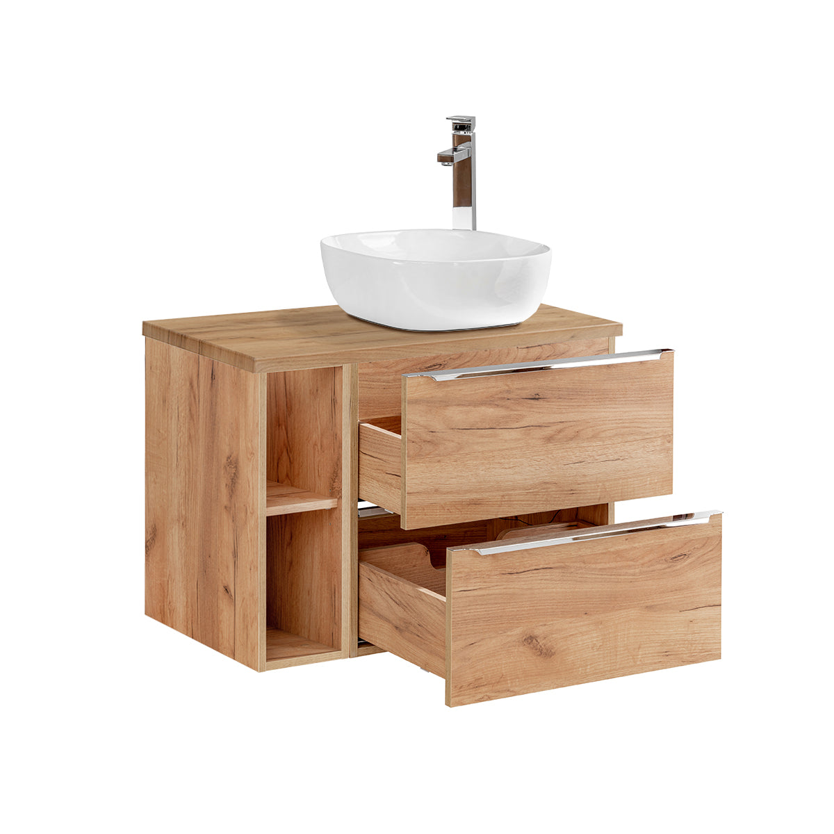 Meuble simple vasque 80cm 2 niches April Bois - vue 2
