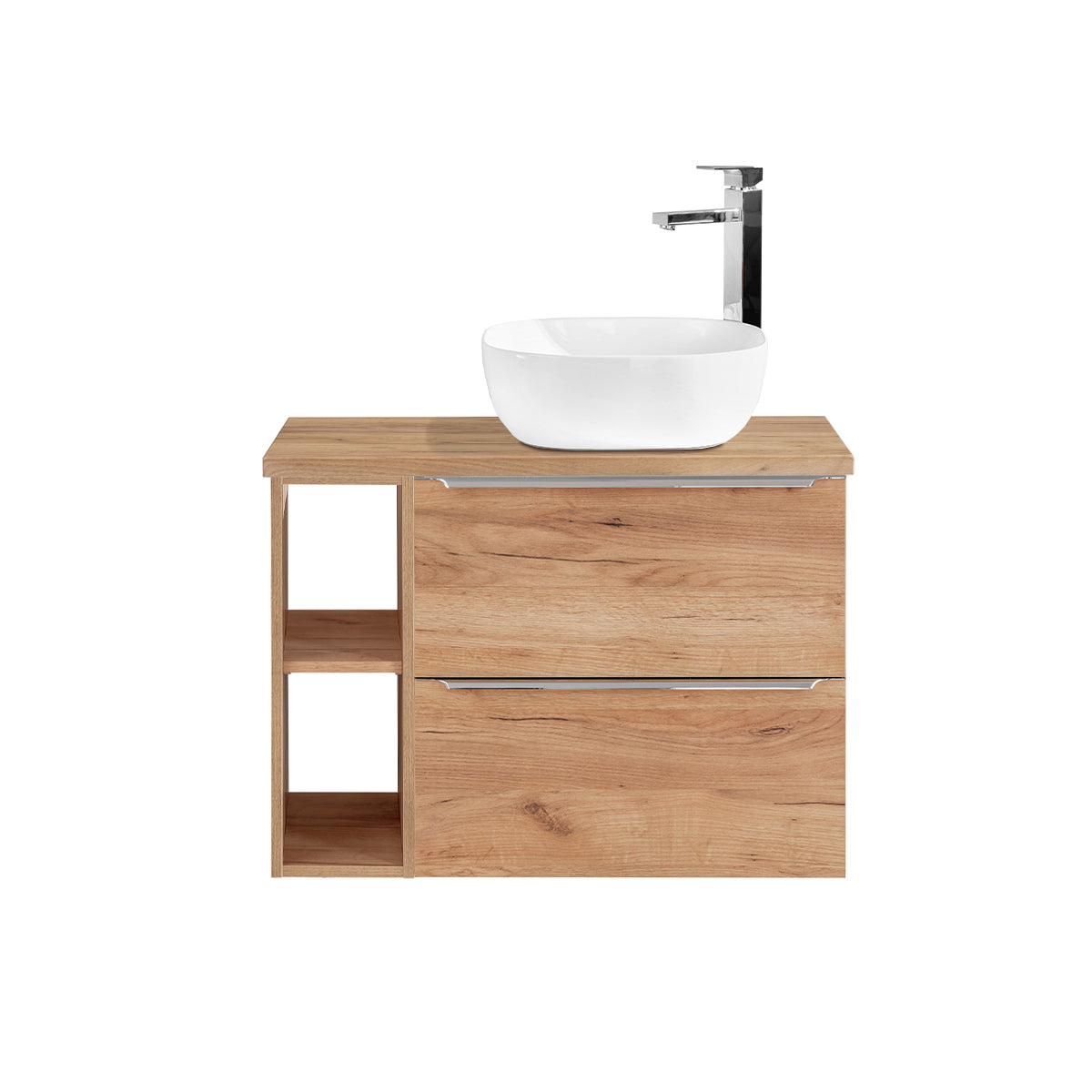 Meuble simple vasque 80cm 2 niches April Bois - vue 3