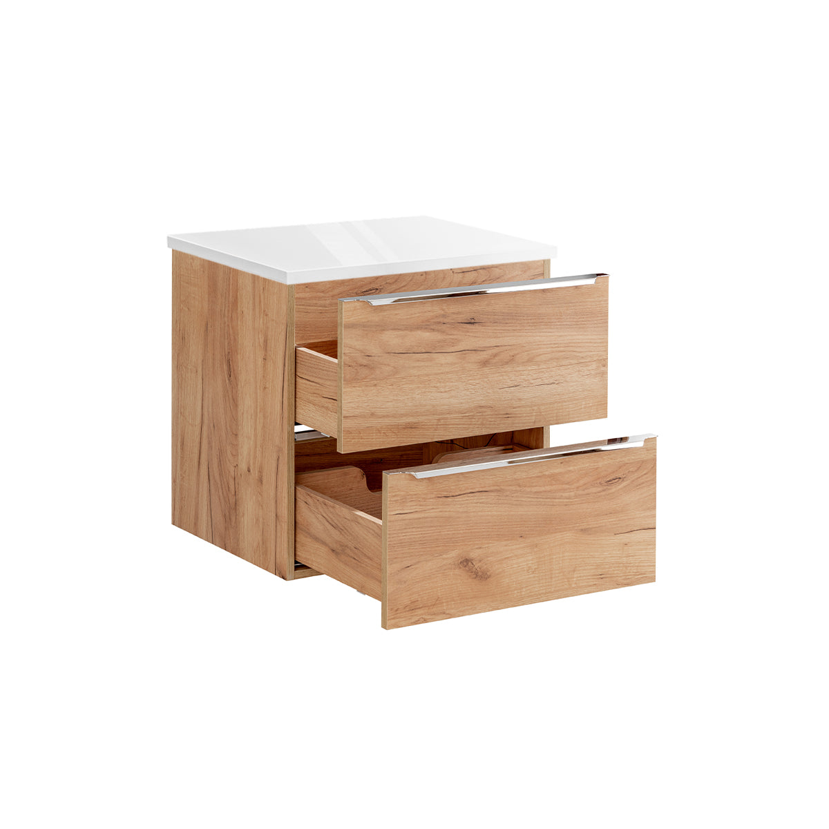 Meuble sous-vasque 60cm plan de toilette April Bois et Blanc - vue 2