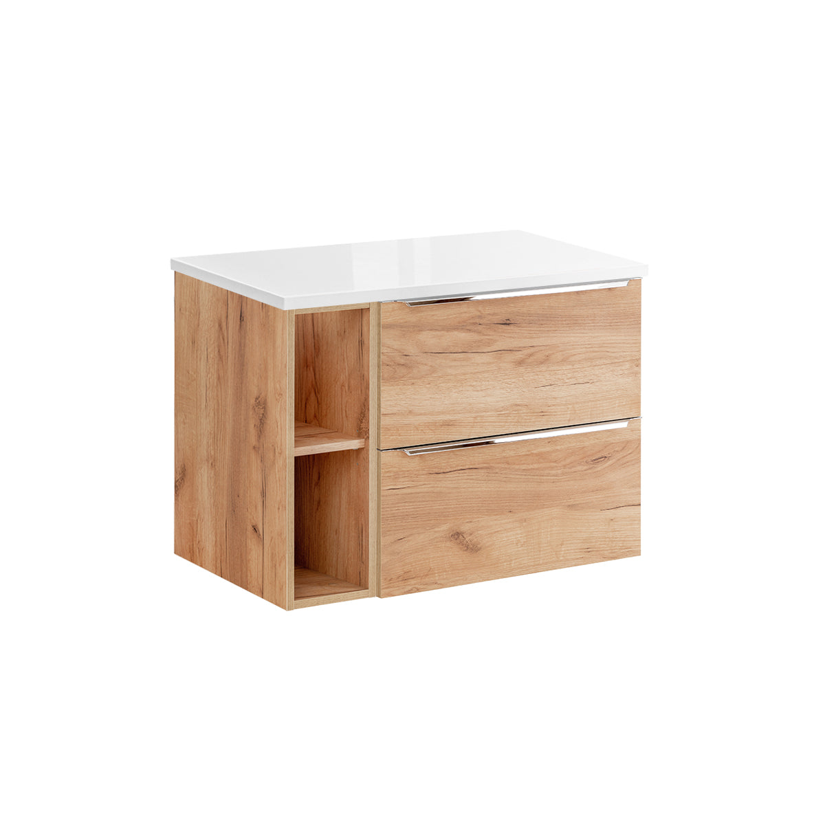 Meuble sous-vasque 80cm 2 niches April Bois et Blanc