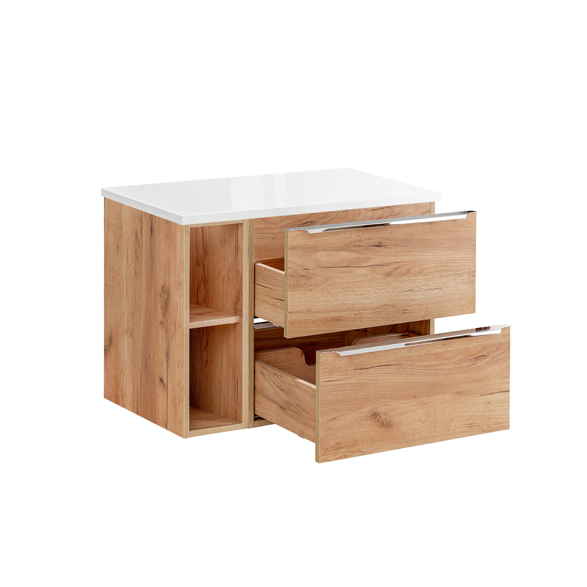 Meuble sous-vasque 80cm 2 niches April Bois et Blanc - vue 2