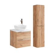 Ensemble meuble simple vasque 60cm et colonne April Bois et Blanc
