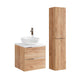 Ensemble meuble simple vasque 60cm et colonne April Bois et Blanc
