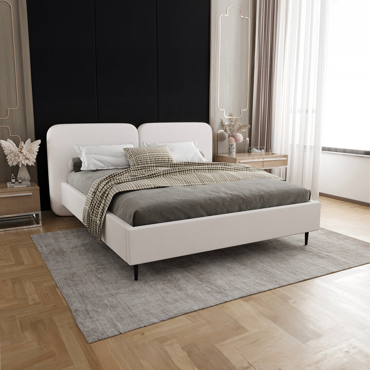 Lit coffre 160x200 sommier inclus Luz Blanc cassé - vue 4