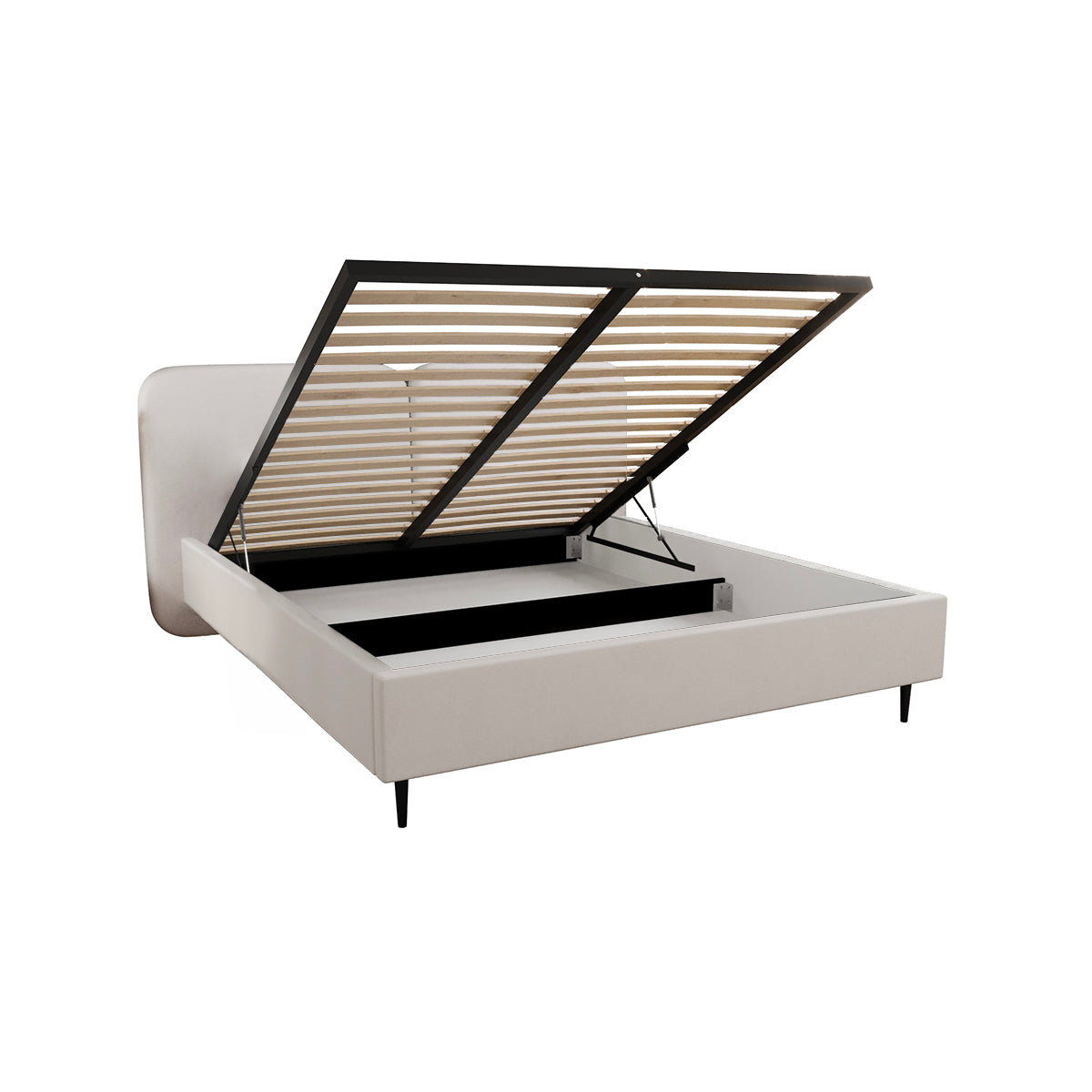 Lit coffre 160x200 sommier inclus Luz Blanc cassé