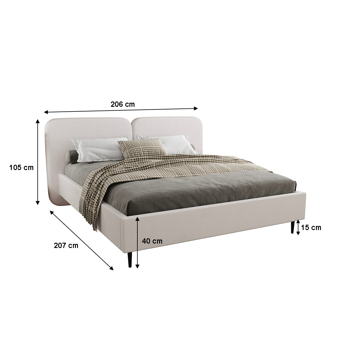 Lit coffre 160x200 sommier inclus Luz Blanc cassé - vue 5