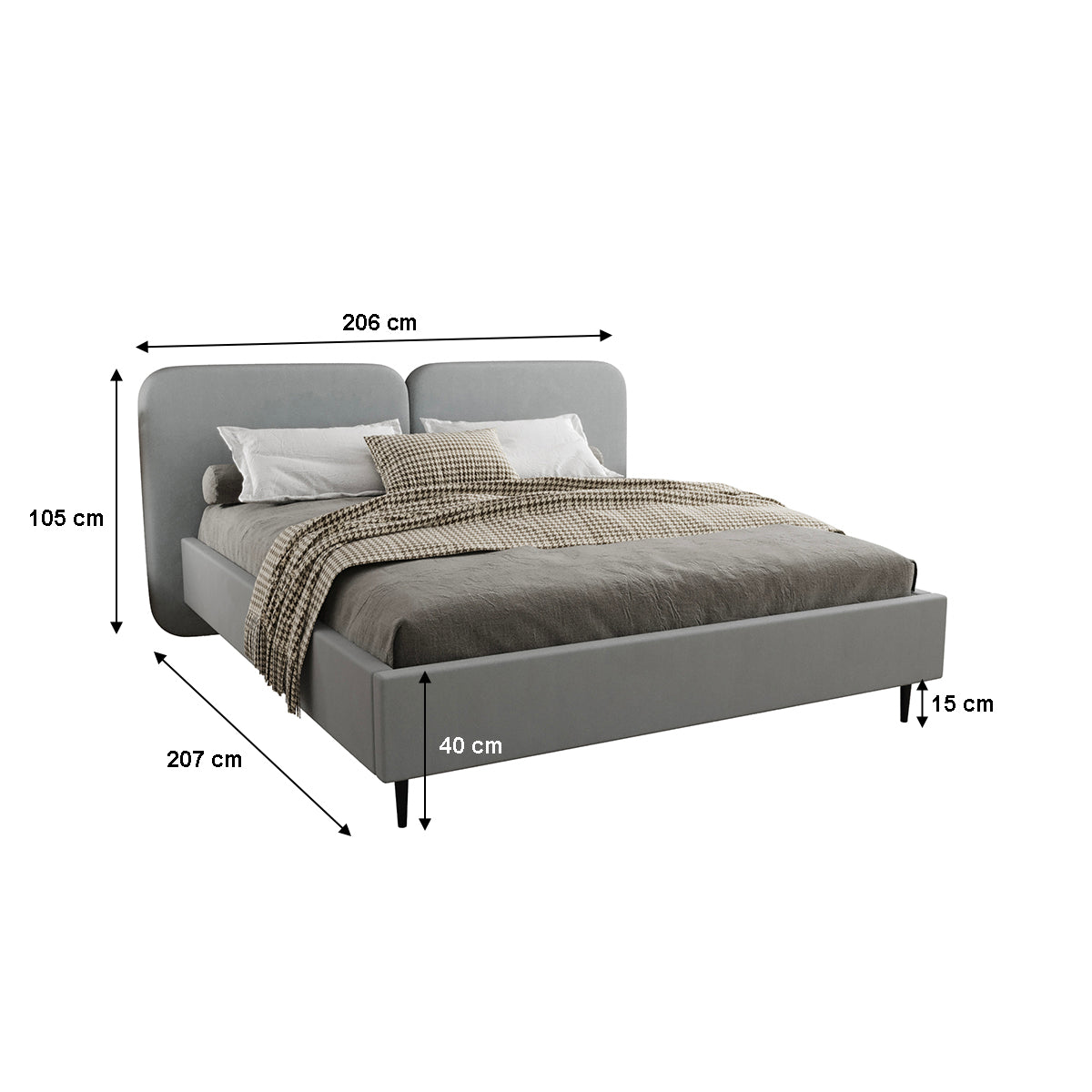 Lit coffre 160x200 sommier inclus Luz Gris - vue 5