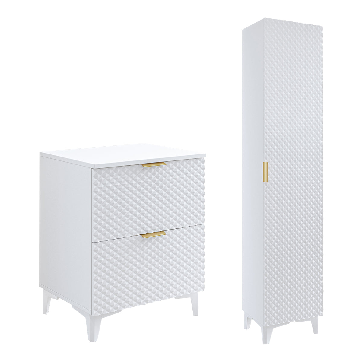 Ensemble meuble sous-vasque 60cm et colonne sur pieds Cléa Blanc - vue 2