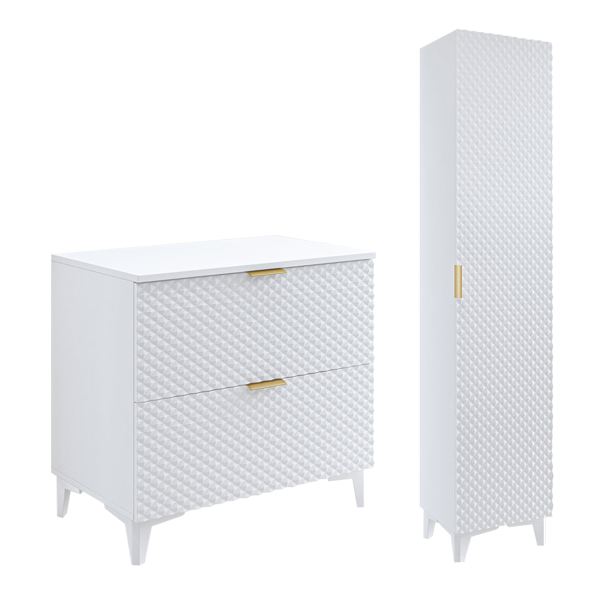 Ensemble meuble sous-vasque 80cm et colonne sur pieds Cléa Blanc - vue 2