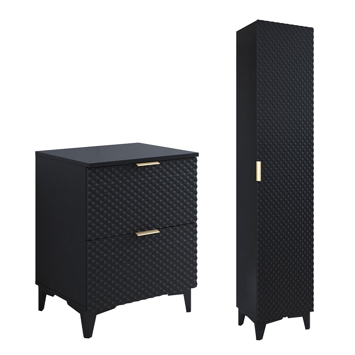 Ensemble meuble sous-vasque 60cm et colonne sur pieds Cléa Noir - vue 2