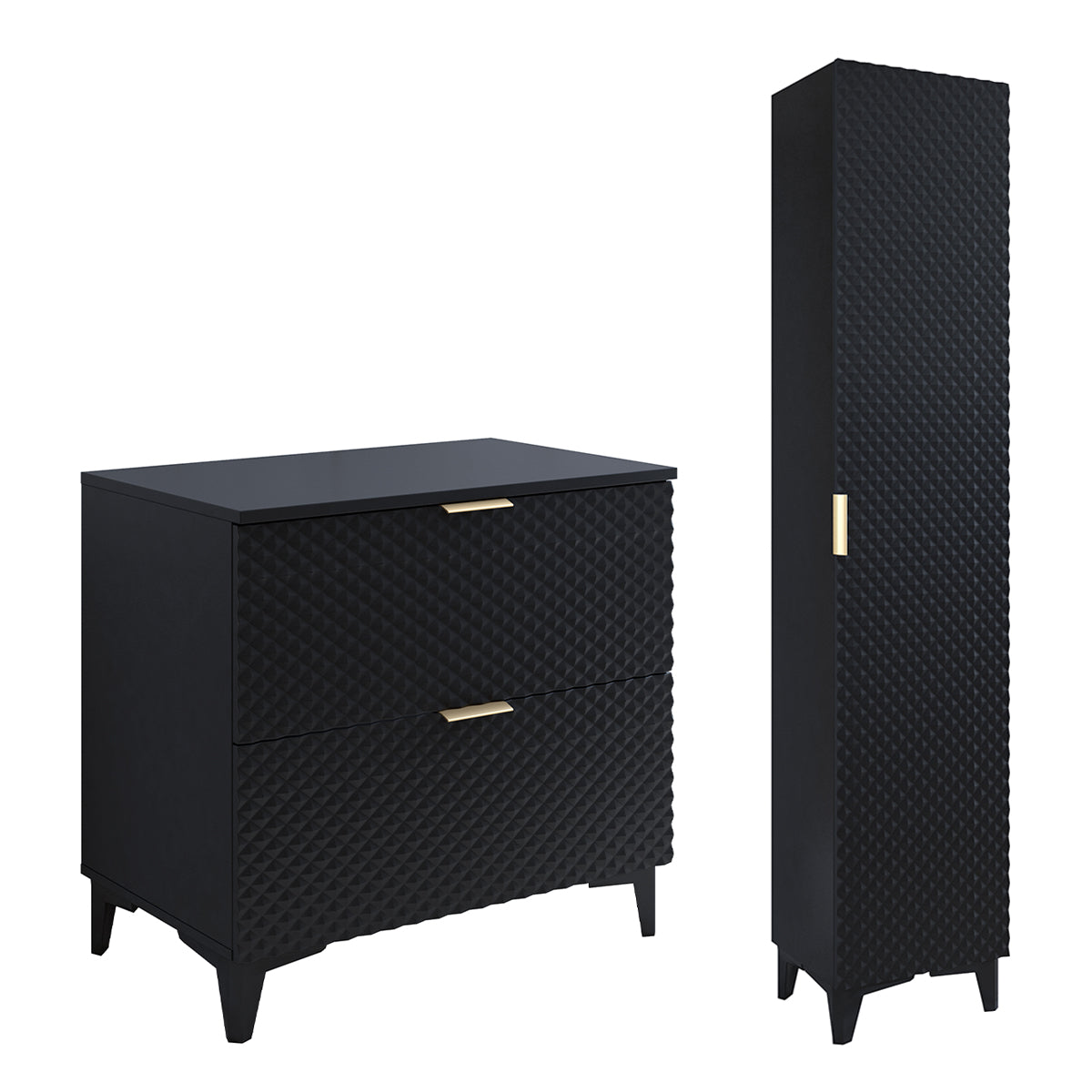 Ensemble meuble sous-vasque 80cm et colonne sur pieds Cléa Noir - vue 2