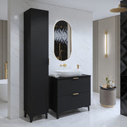 Ensemble meuble sous-vasque 80cm et colonne sur pieds Cléa Noir