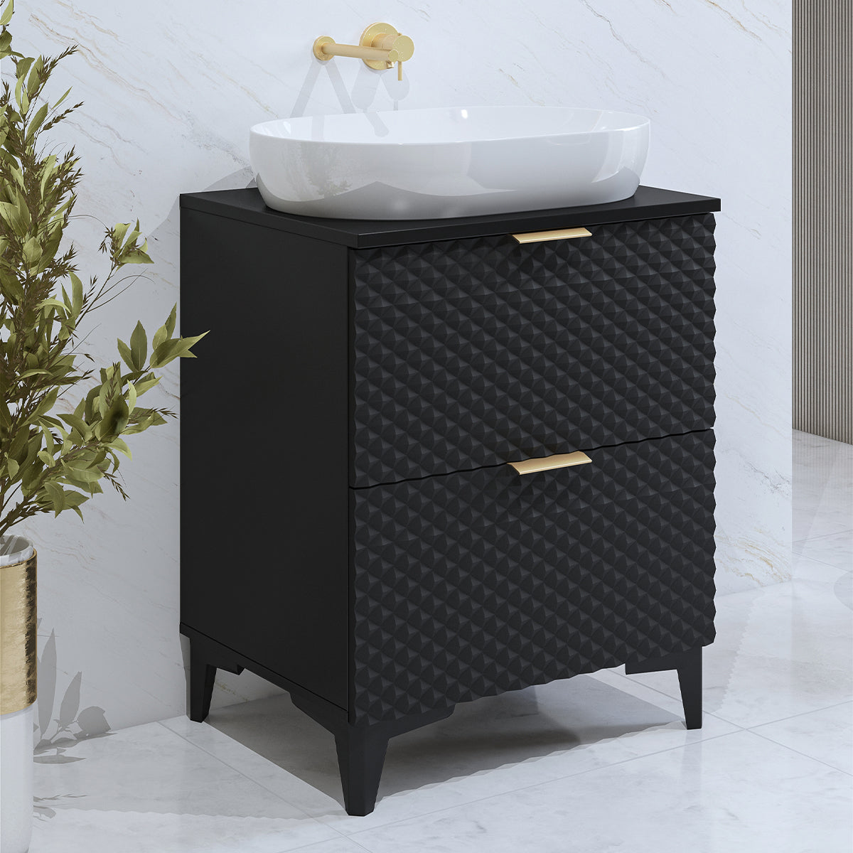 Meuble sous-vasque 60cm sur pieds Cléa Noir - vue 4