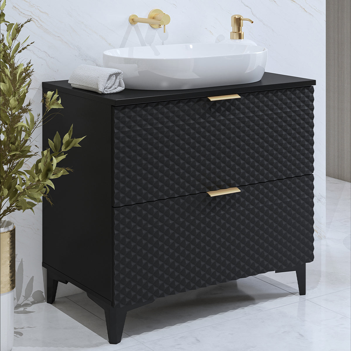 Meuble sous-vasque 80cm sur pieds Cléa Noir - vue 4
