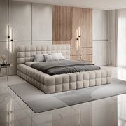 Lit coffre 160x200 sommier inclus Cloud tissu bouclette Beige - vue 2