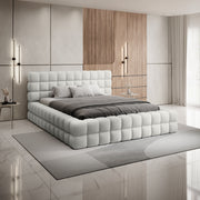 Lit coffre 160x200 sommier inclus Cloud tissu bouclette Blanc - vue 2